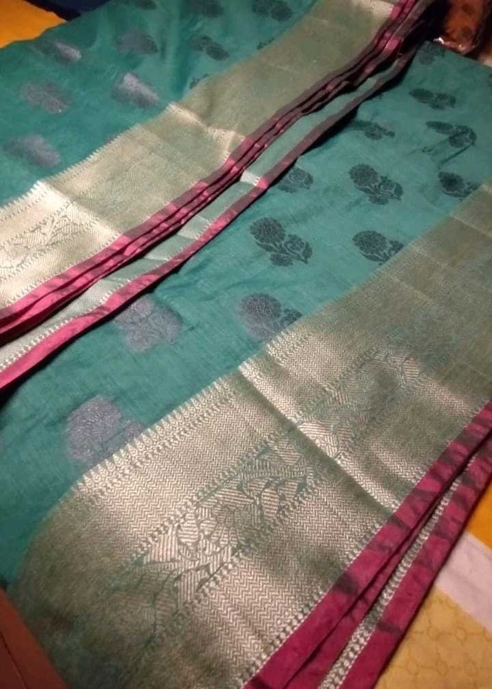 Linen Banarasi Handmade Saree
