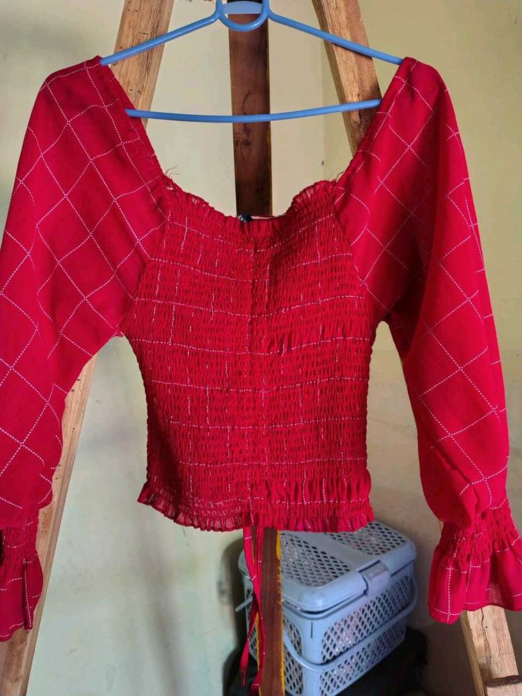 Women Red Crop Top