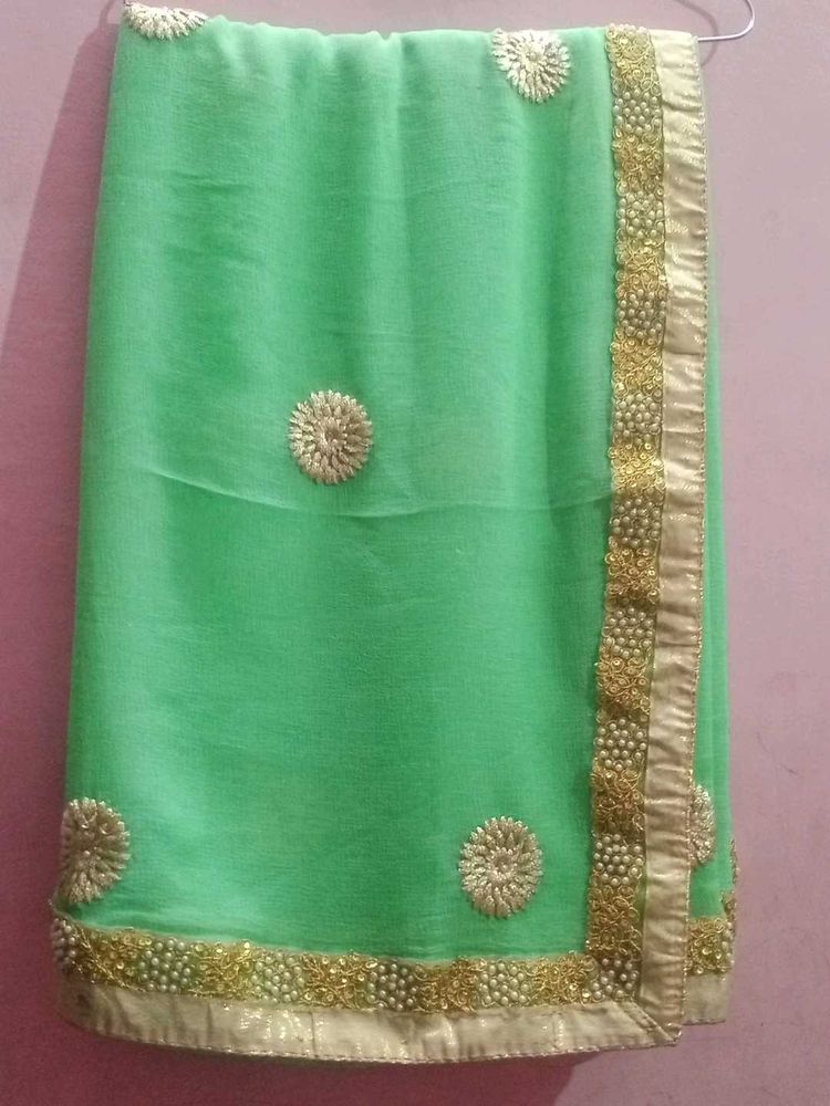 Green Embellished Saree