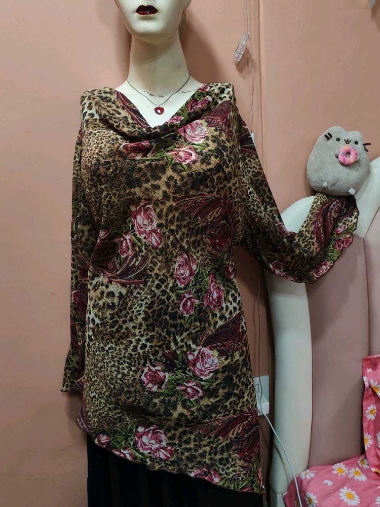 🌹 Leopard Floral Tunic Top 🐆