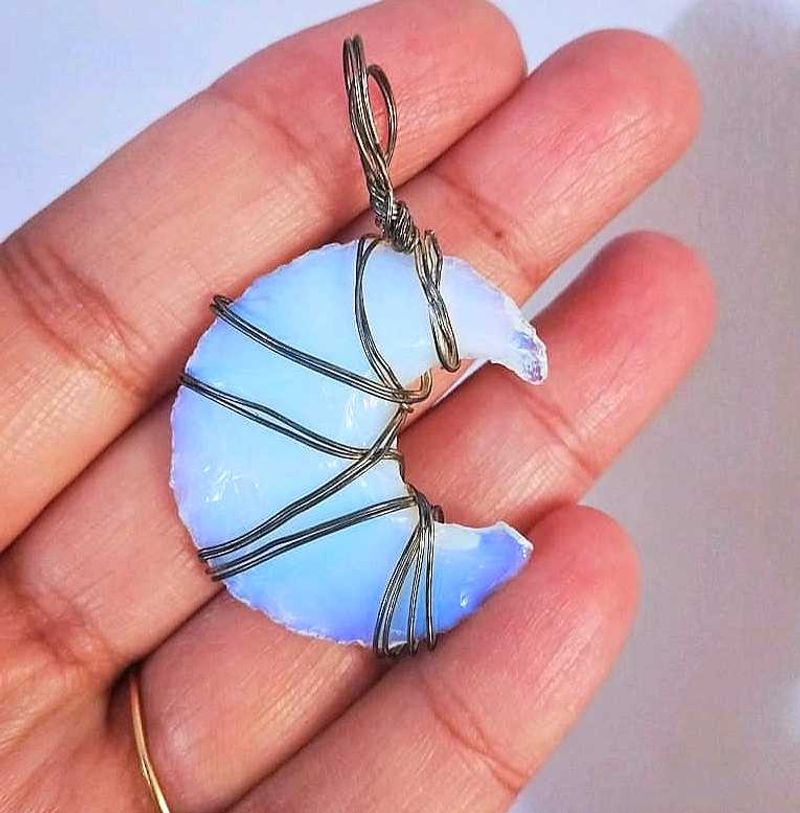 Fire Opal Moon Pendant