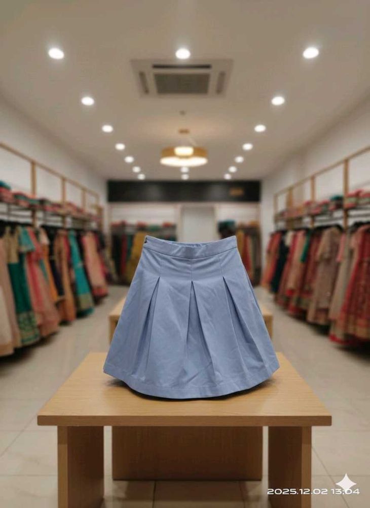 Blue Pleated Skirt