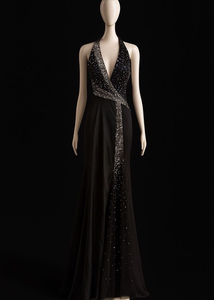 Elegant Black Halter Gown