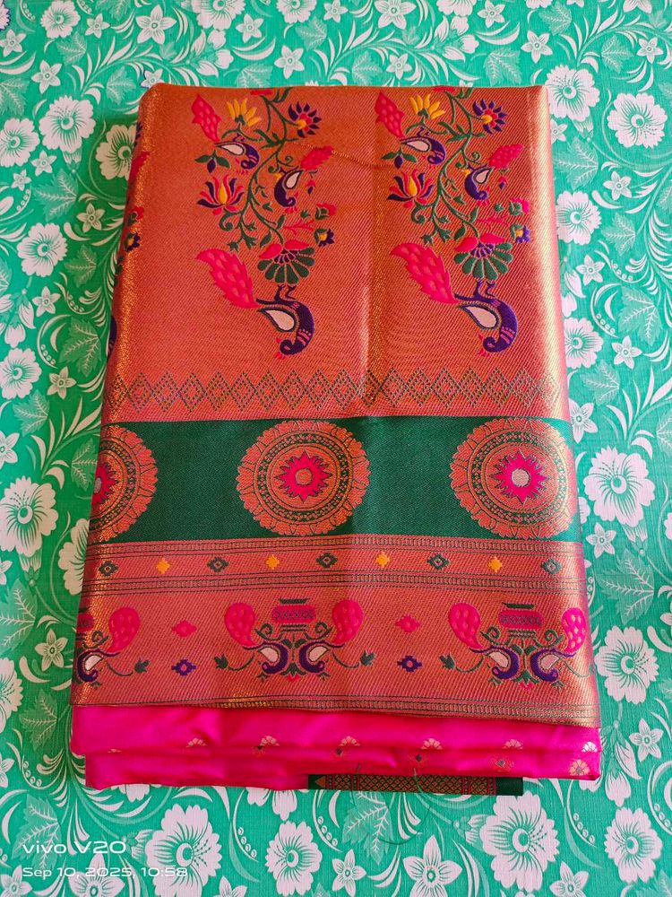 Silk Saree with Peacock Design