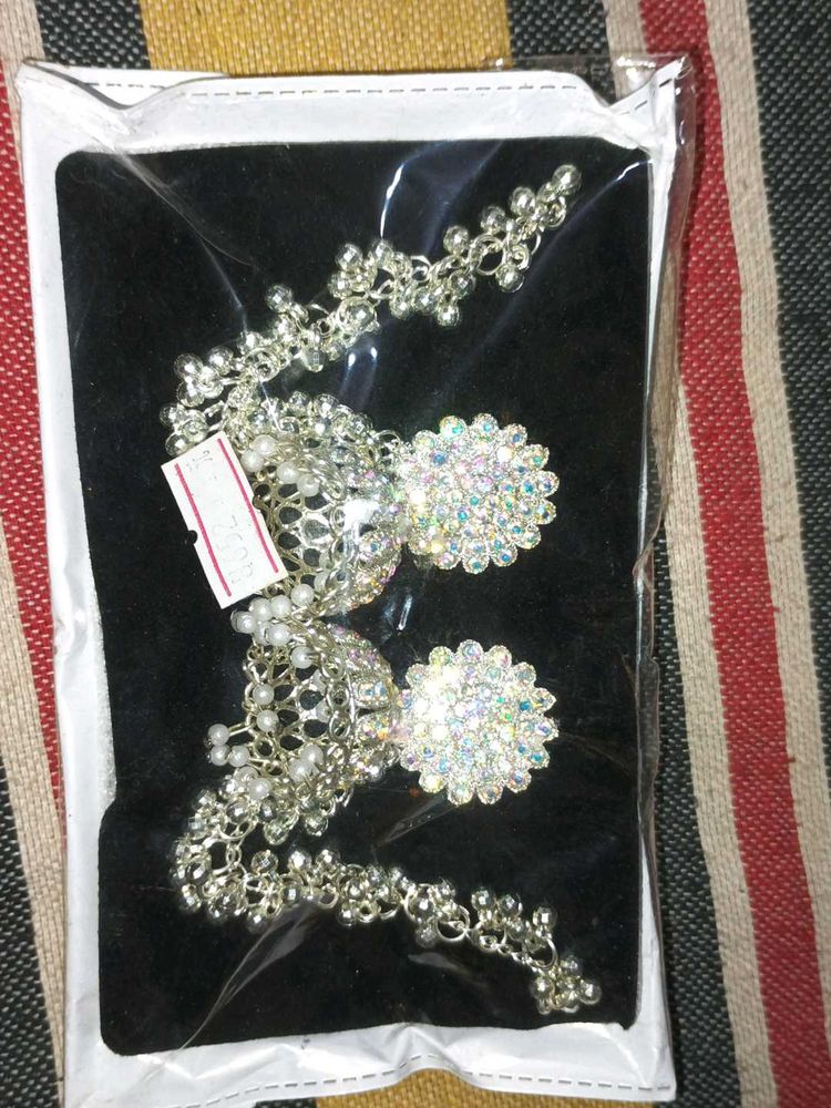 Earrings with Hair Chain