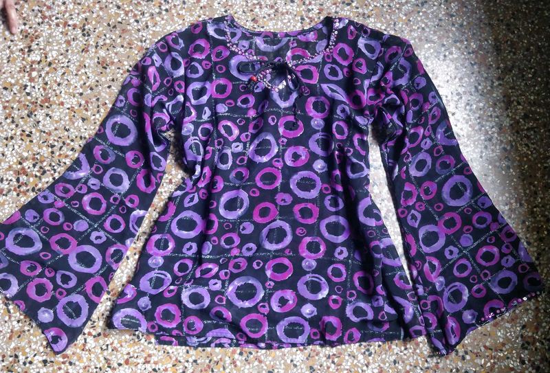 Vintage Purple Circle Print Blouse💗