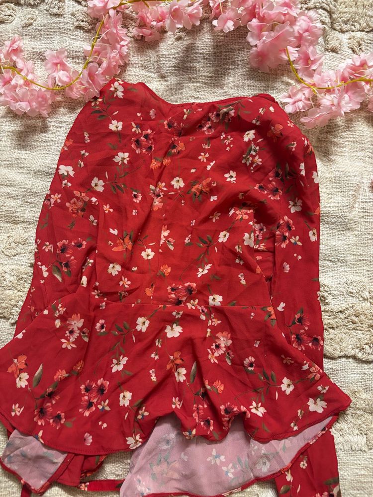 Red Floral Top