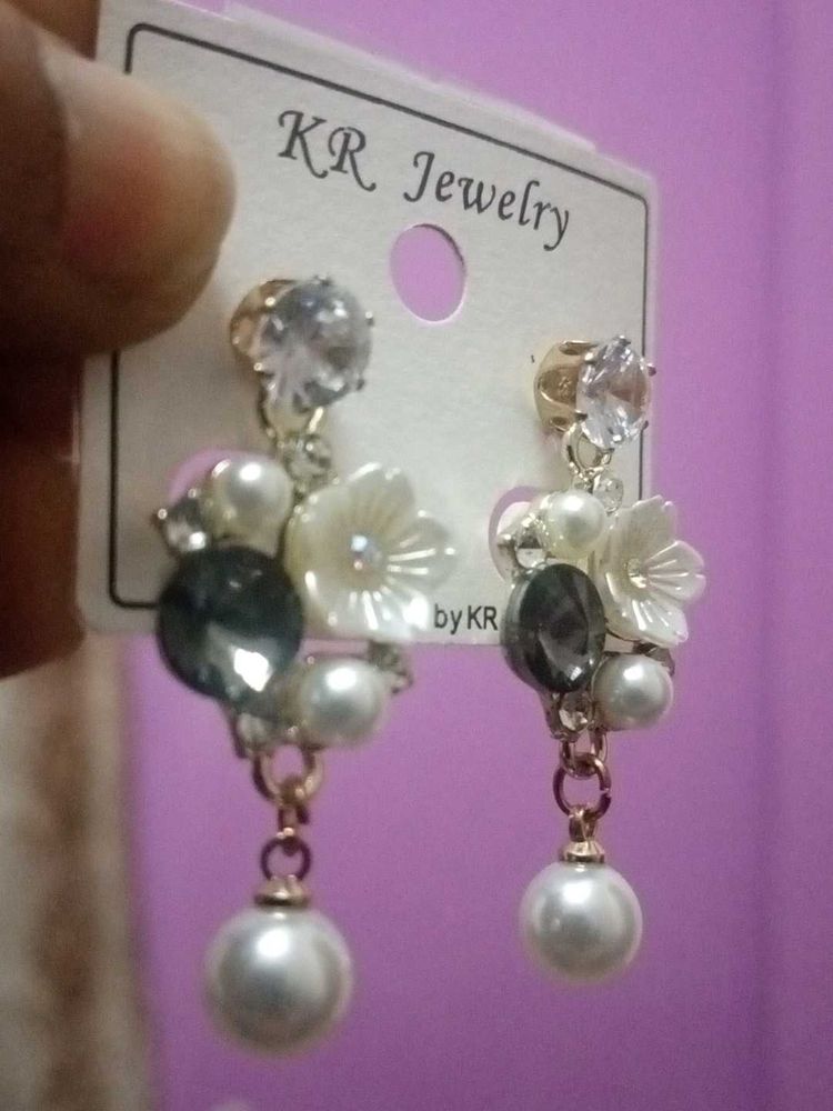 Floral Pearl Drop Earrings