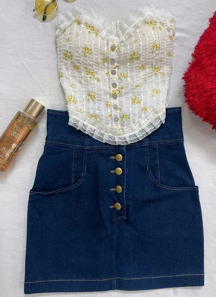High-Waisted Denim Skirt