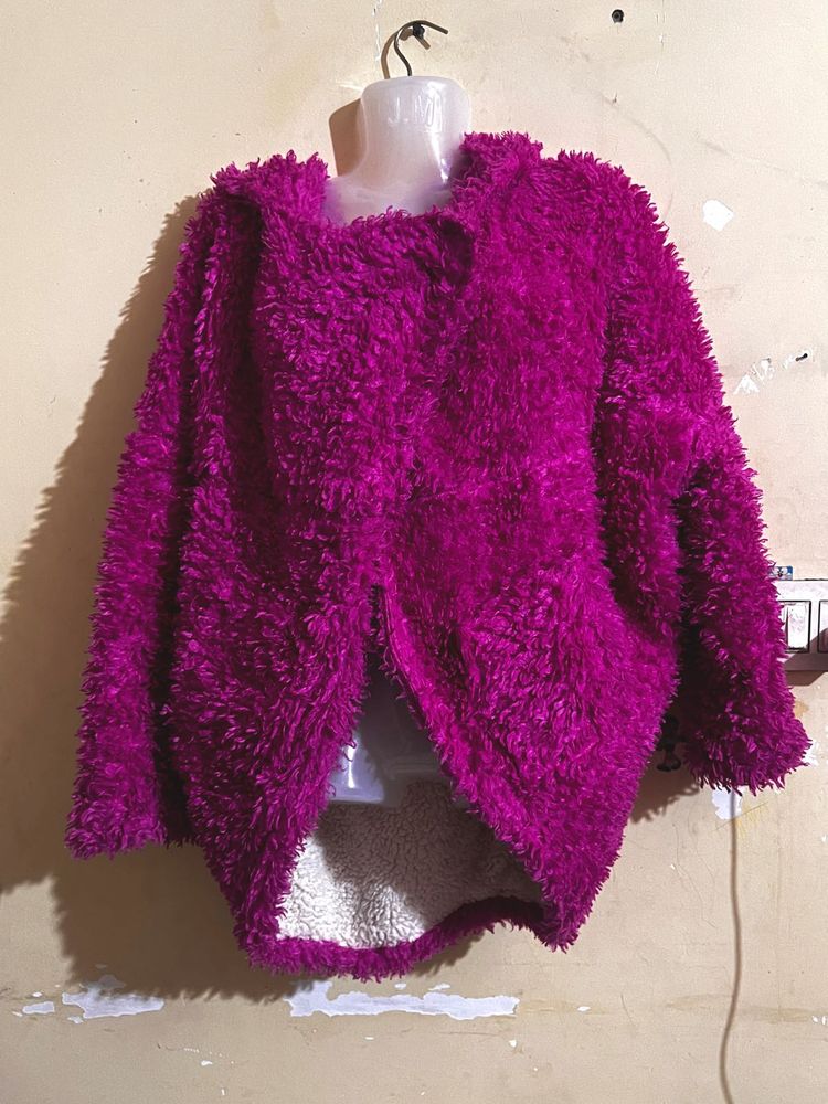 Fuzzy Purple Hooded Jacket