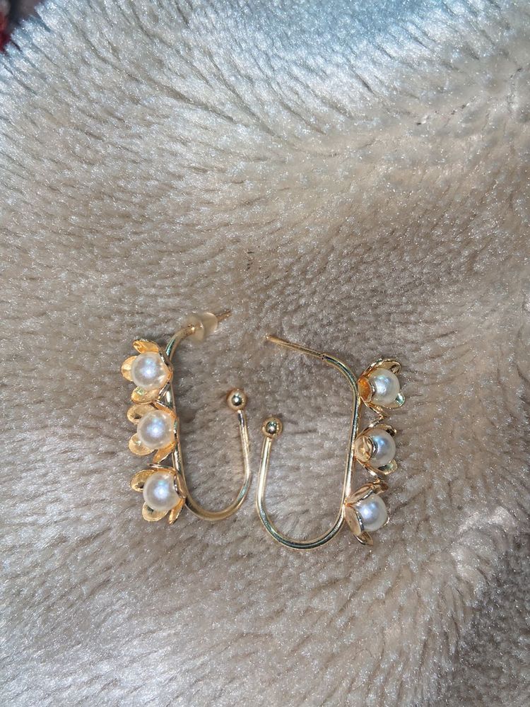 Floral Pearl Hoop Earrings