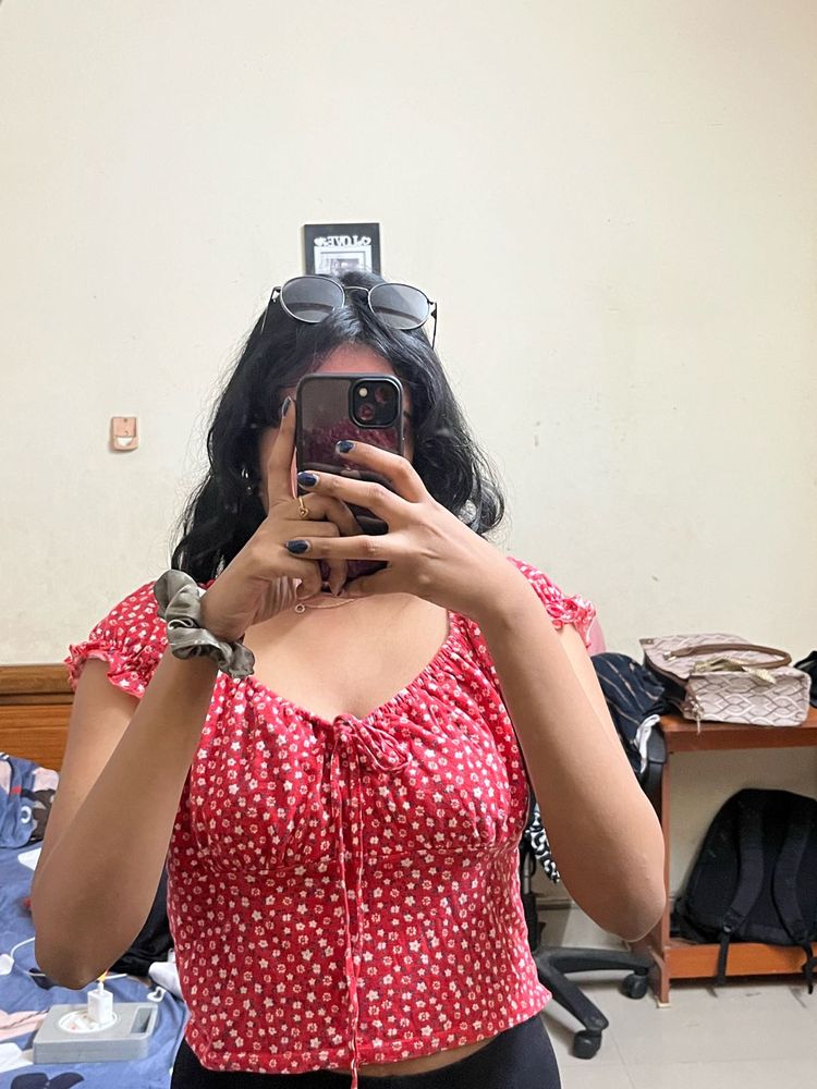 Red Floral Top