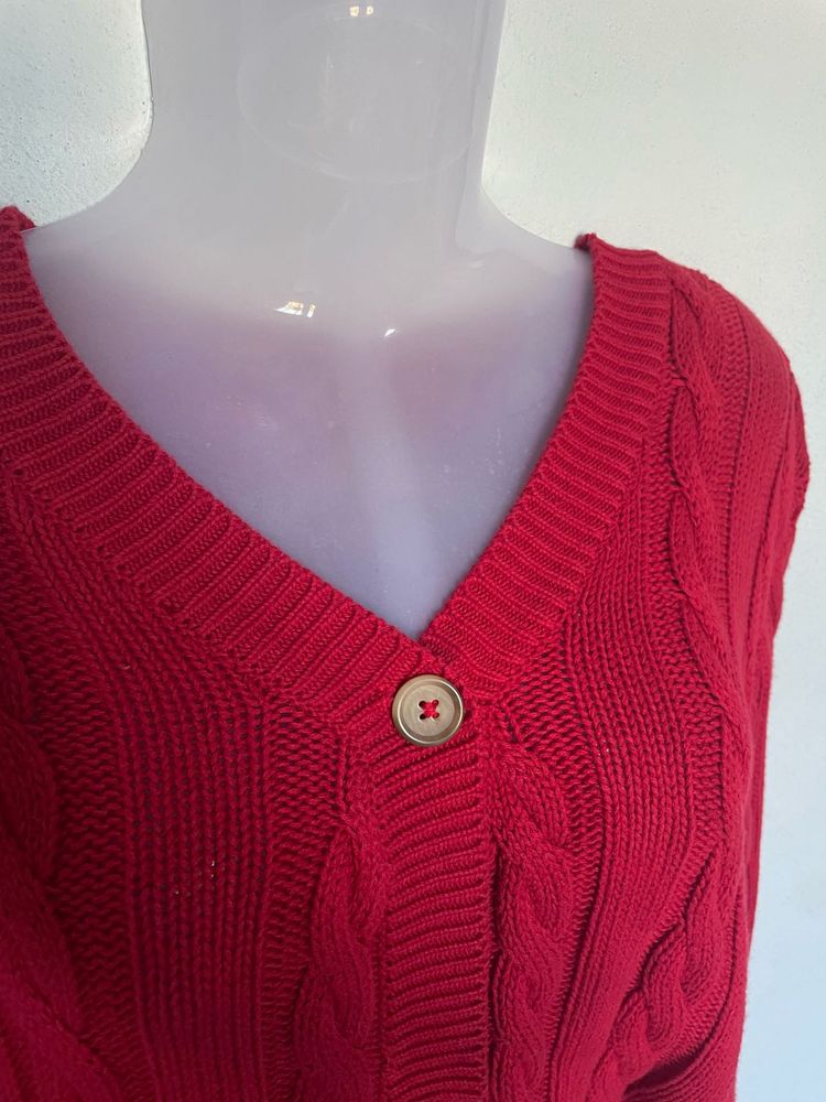 Red Knit Cardigan