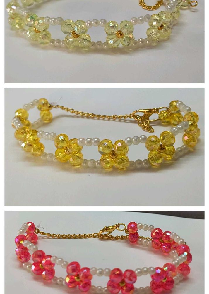 Free Delivery....Handmade Flower Beaded Bracelet