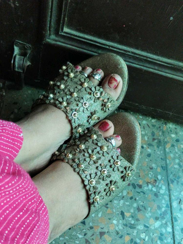 Floral Embellished Wedges