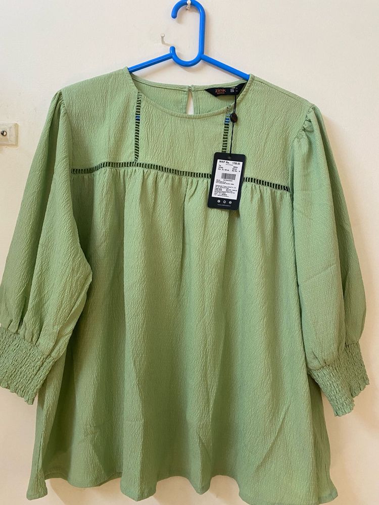 Sage Green Puff Sleeve Top
