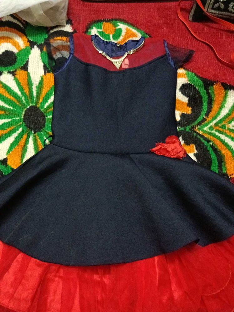 Navy &amp; Red Party Dress