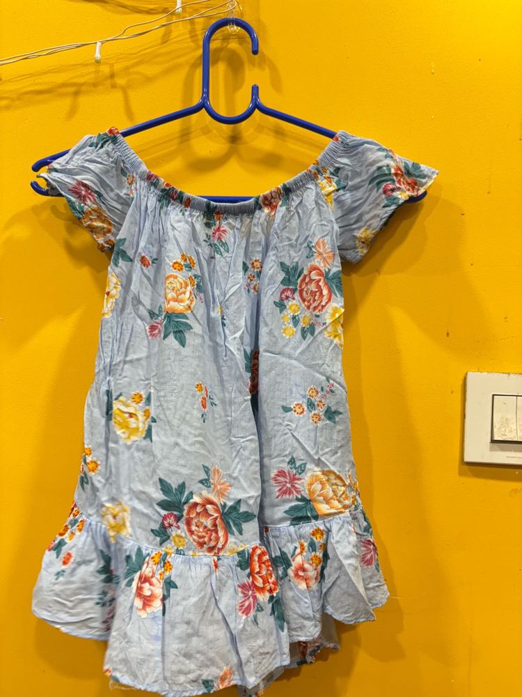 Floral Off-Shoulder Ruffle Top