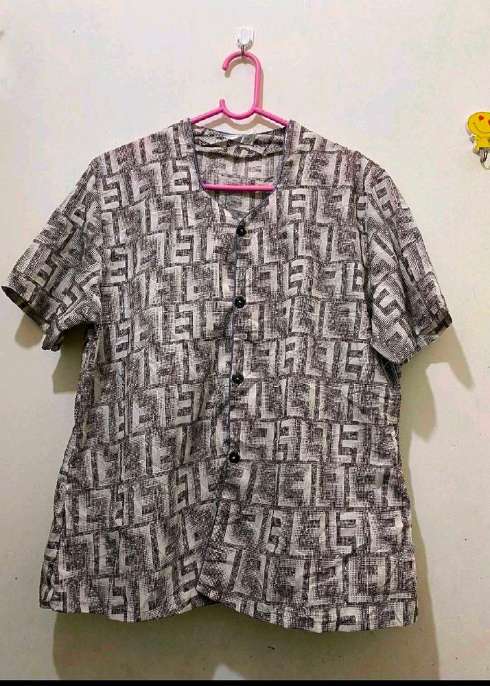 Patterned Button-Down Shirt