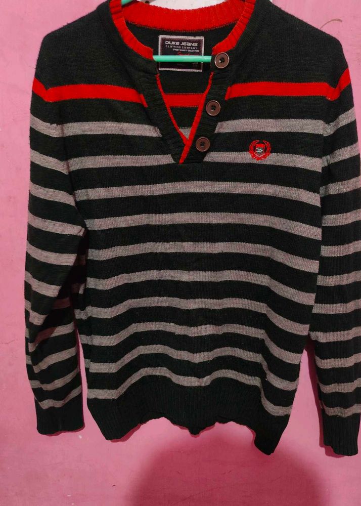 Striped Button-Up Sweater