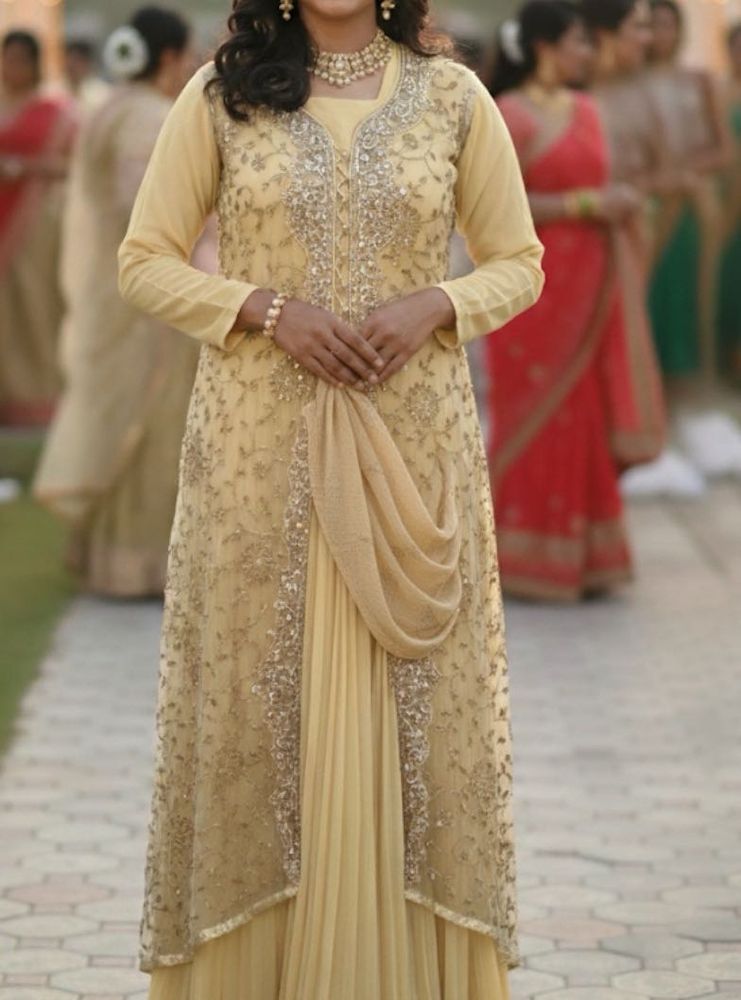 golden wedding gown