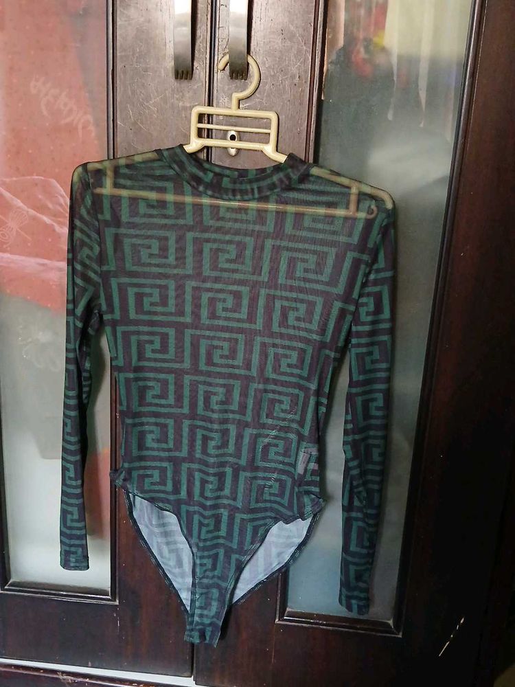 Patterned Long Sleeve Bodysuit - M Size