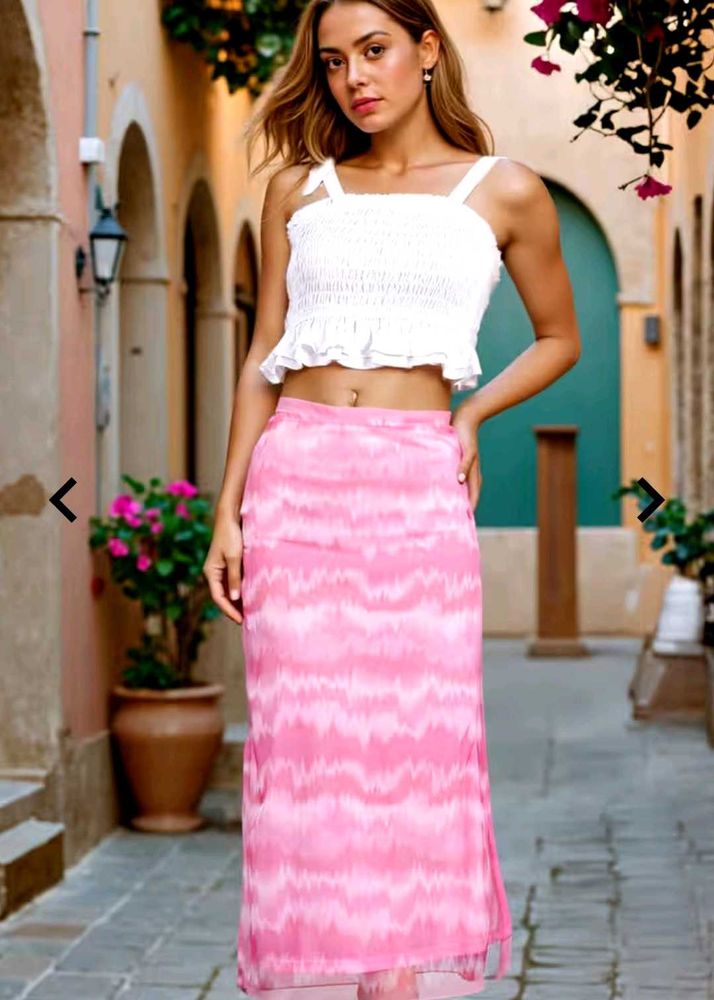 Shein High Waist Abstract Print Midi Slit Skirt