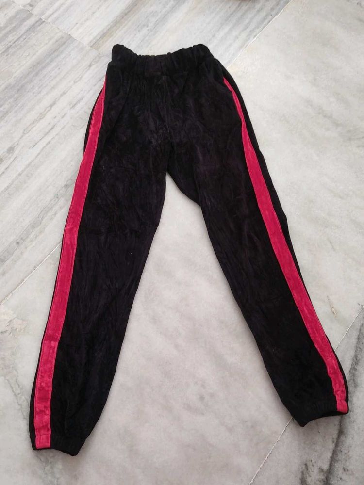 Black Velvet Track Pants