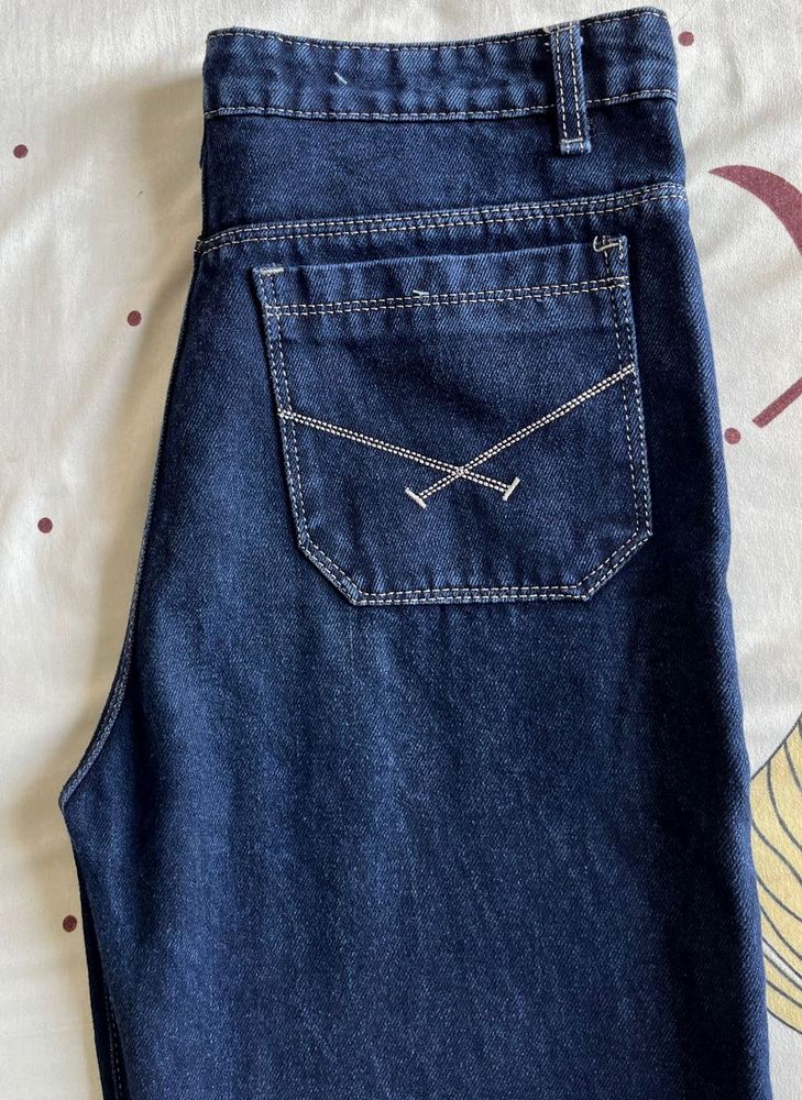 Dark Blue Jeans with Back Pocket Design