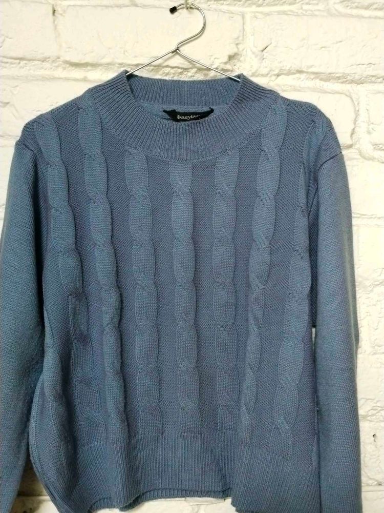Blue Cable Knit Sweater