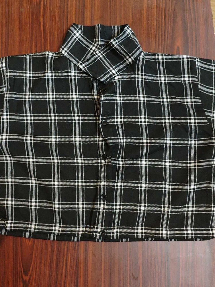 Black &amp; White Checkered Crop Shirt