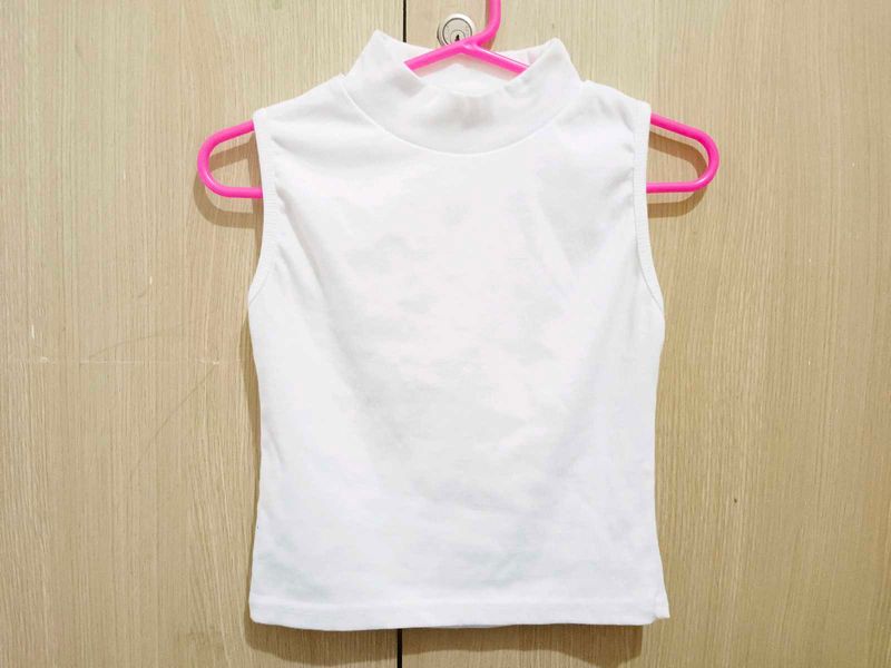 White Mock Neck Top