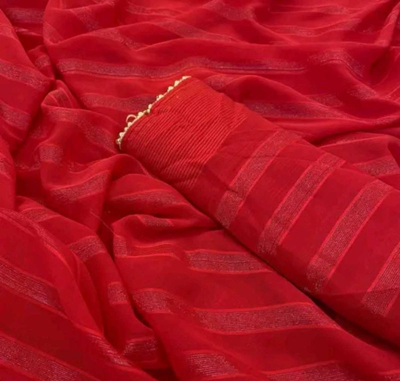 Gorgeous Red Unused Party Wear Saree