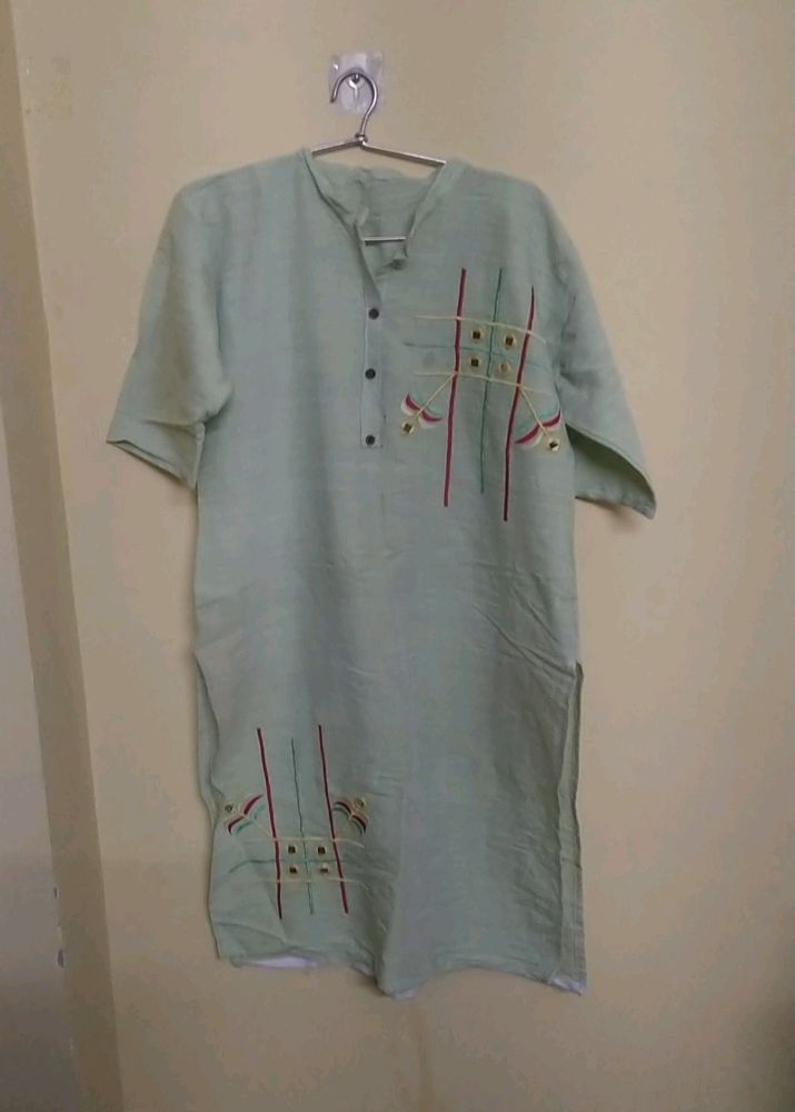 Embroidered Light Green Kurti
