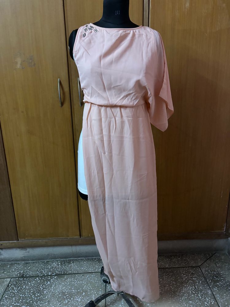 White Midi With Pink Long Layer Dress🎀🤍