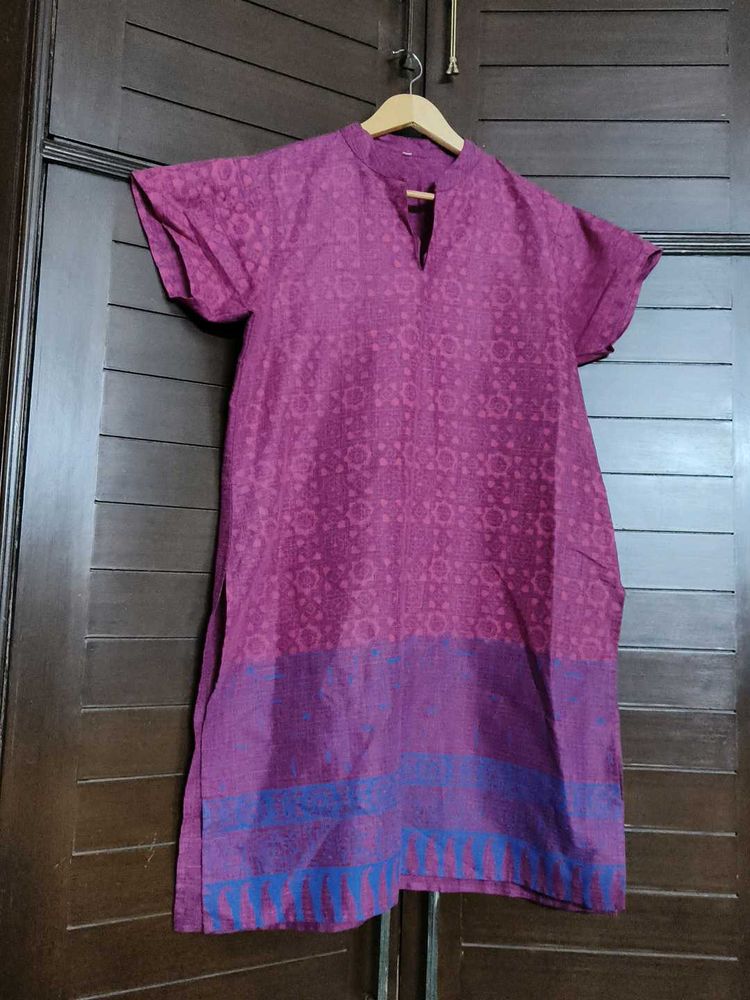 Women Purple Cotton Printed Kurta