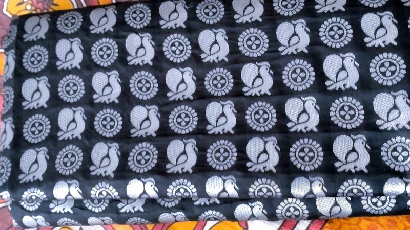 Black &amp; Silver Bird Print Fabric