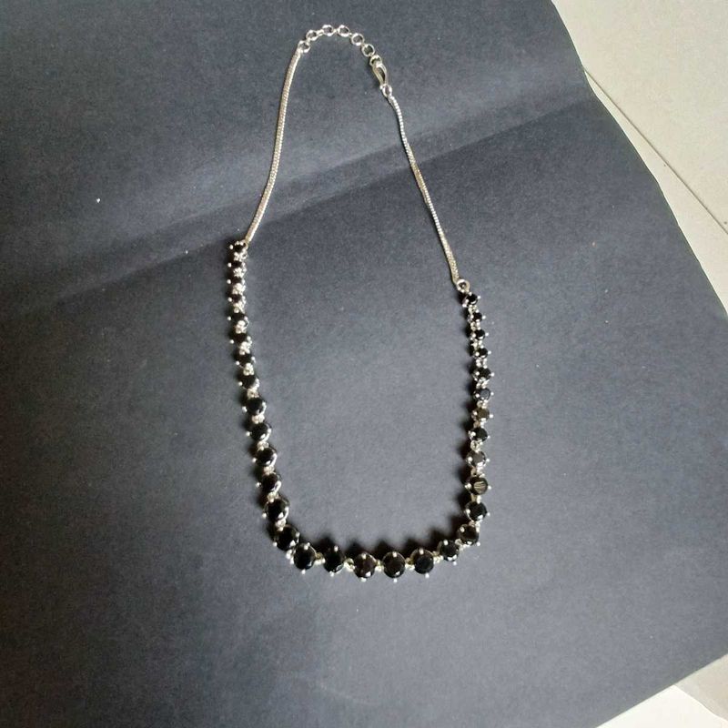 Silver AD Necklace Set With Earrings