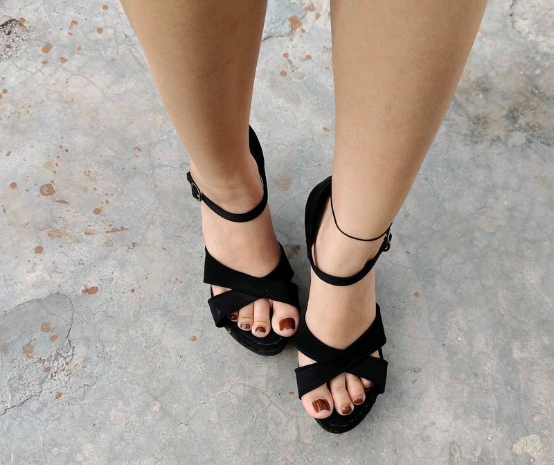 Black Crisscross Heels