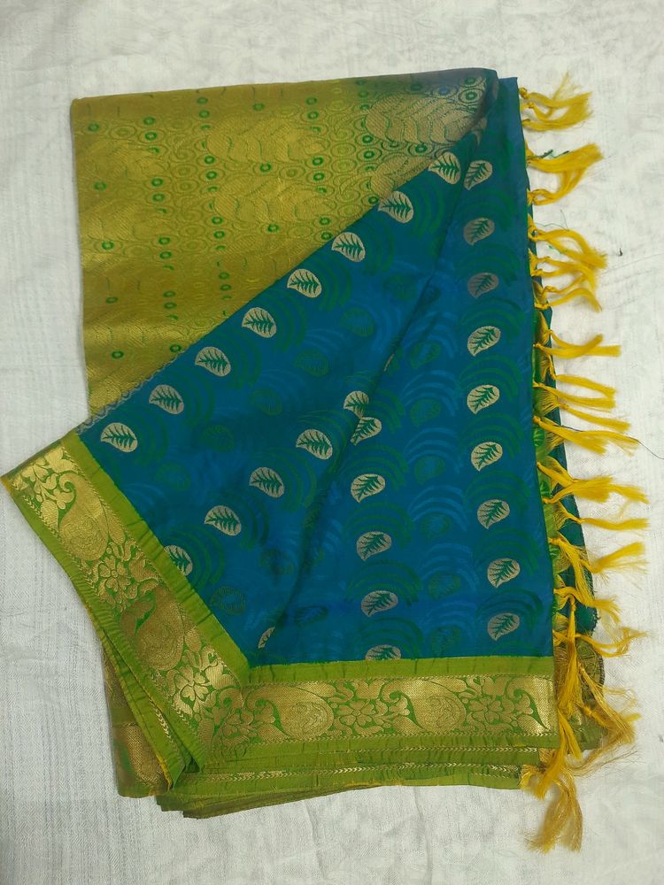 Gorgeous Peacock Blue Saree