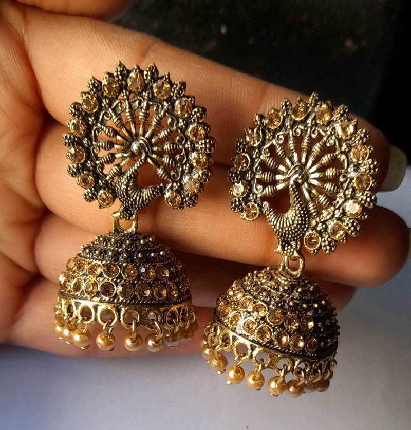 Peacock Jhumka Earrings