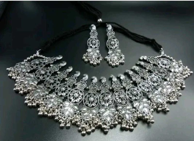 Oxidized Silver Necklace Set