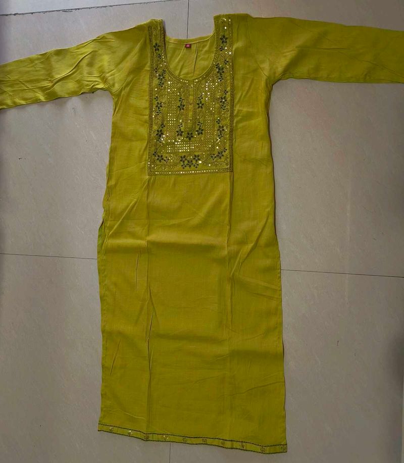 Yellowish Green Kurti