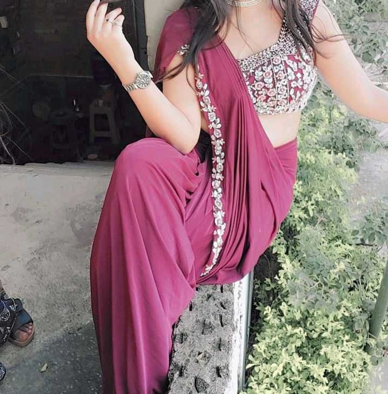Drape Saree With Stitching Blouse
