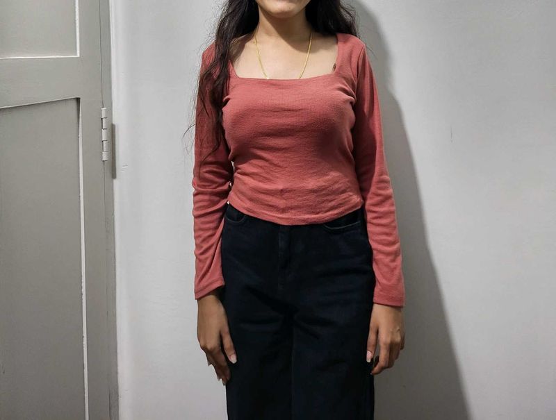 Square Neck Ribbed Top
