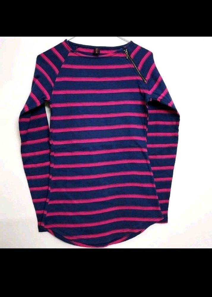 Navy Blue Striped Top