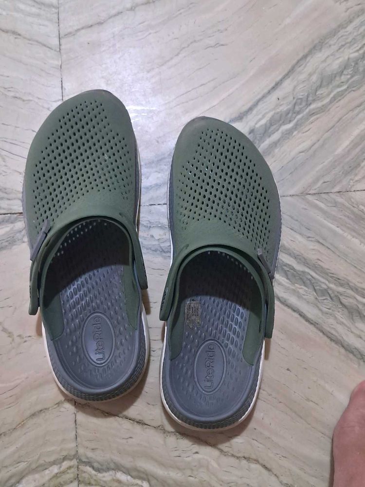 Olive Green Crocs LiteRide Clogs
