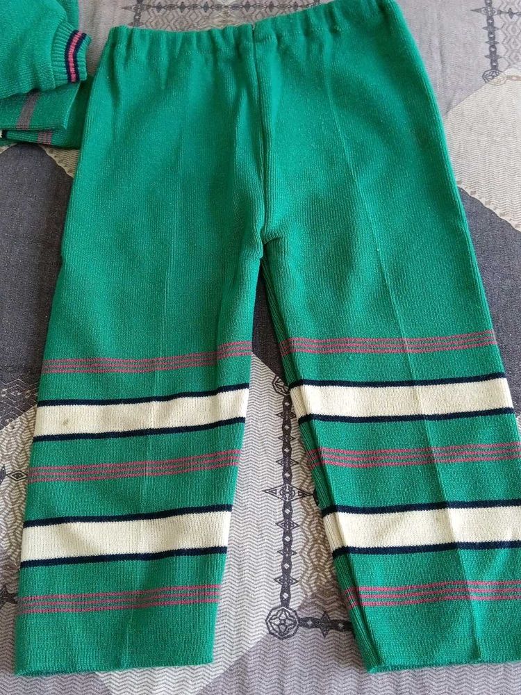 Green Knit Pants and tshirt