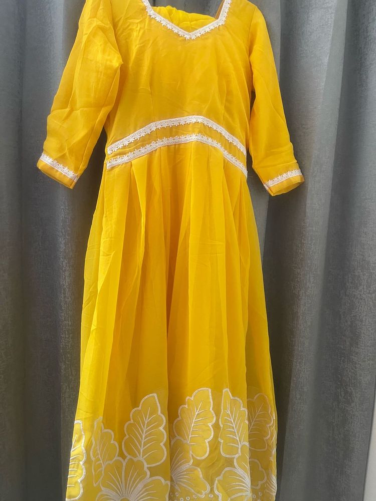 Yellow Ethnic Gown with Salwar