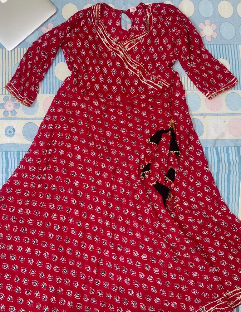 Long Crimson Cotton Gown
